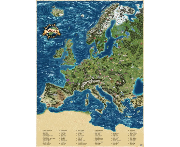 Stieracia mapa Európy Deluxe - Zlatá_product