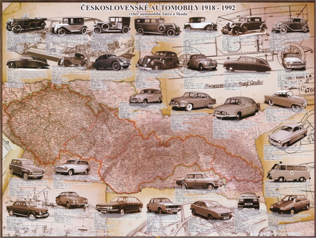 Historická mapa Československé automobily 1918-1992