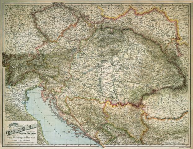 Historická mapa - Rakúsko-Uhorsko 1890, 70x90cm lamino, plastové lišty_product